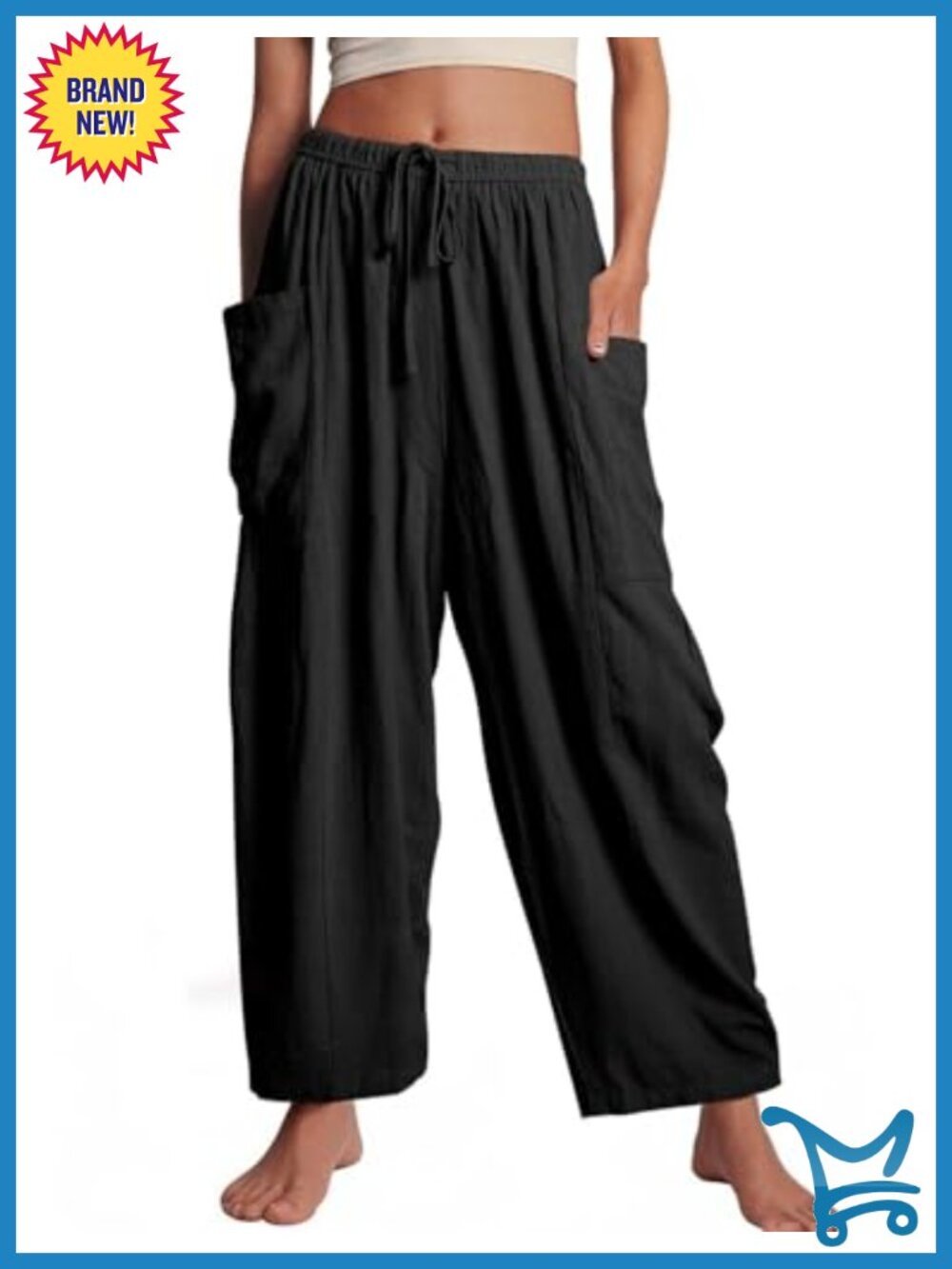 Wide Leg Palazzo Pants High Waisted Drawstring Pockets Lightweight Casual Summer